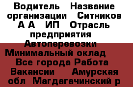 Водитель › Название организации ­ Ситников А.А., ИП › Отрасль предприятия ­ Автоперевозки › Минимальный оклад ­ 1 - Все города Работа » Вакансии   . Амурская обл.,Магдагачинский р-н